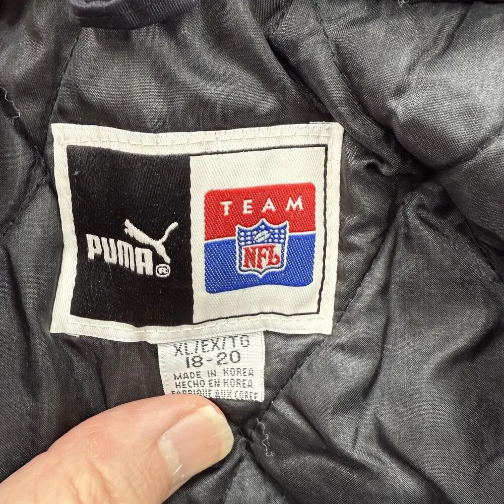 Vintage Pittsburgh Steelers Jacket Youth XL 18-20 Black NFL‎ Football Puma